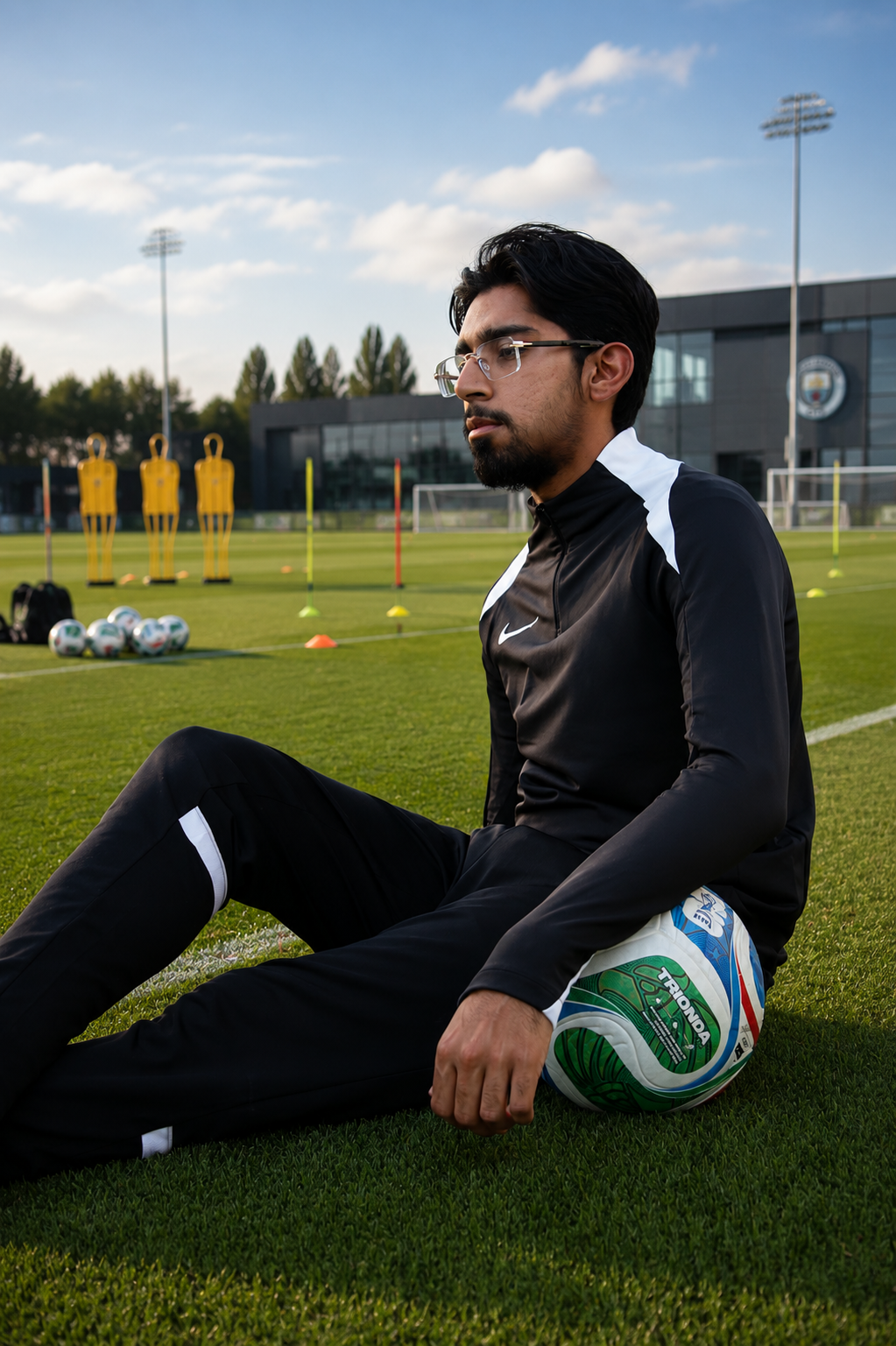 Muhammed Nabeel Arbee pitchside during a development session